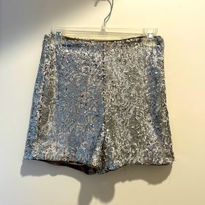 Silver sequin shorts